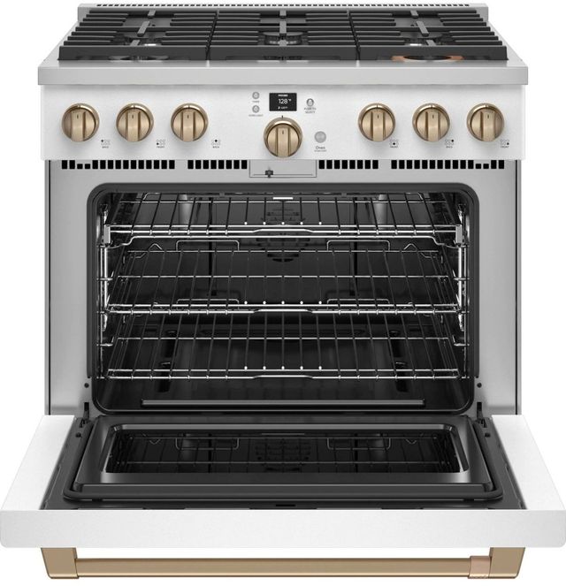 Café™ 36" Matte White Pro Style Gas Range with 6 Burners-1