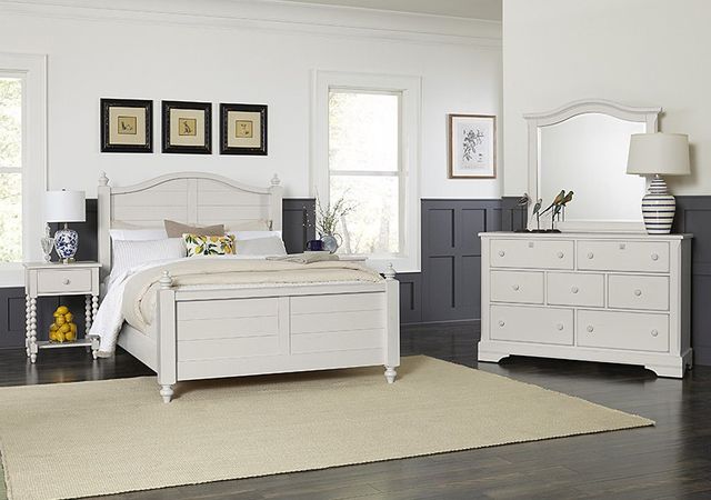 LM Co Home by Vaughan-Bassett Scotsman Cream California King Post Arched Bed with Post Plank Footboard-1