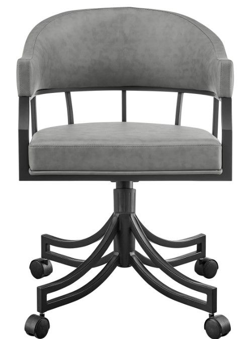 Armen Living Tibet Black/Vintage Gray Swivel Dining Arm Chair-3