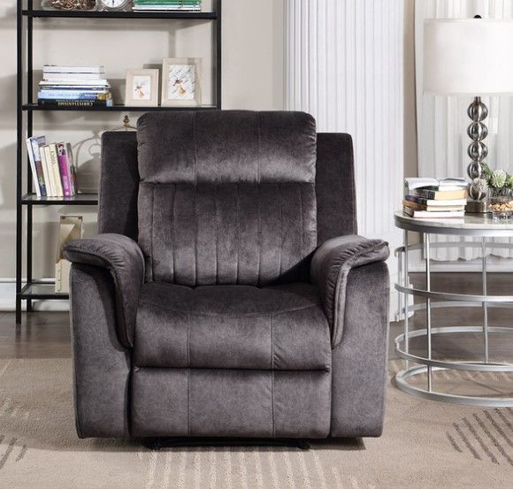Milton Greens Stars Dark Gray Faux Saude Power Recliner-2