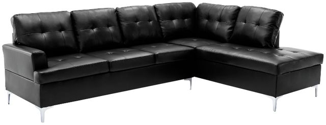 Homelegance® Barrington 3-Piece Black Right-Arm Facing Sectional and Chaise with Ottoman-2