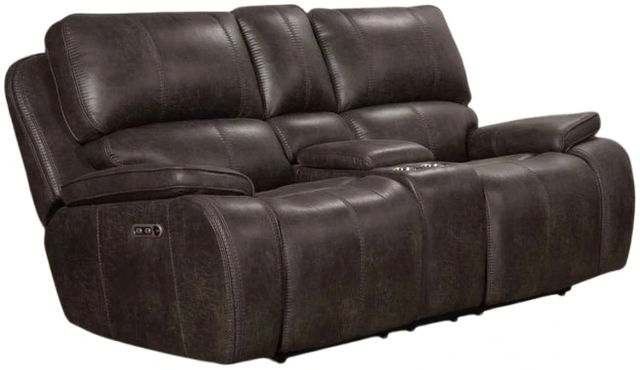New Classic® Home Brookings Charcoal Power Reclining Console Loveseat with Power Headrest-0