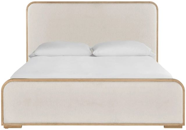 Universal Explore Home™ Modern Nomad Canberra Ivory/White Oak King Upholstered Panel Bed-2