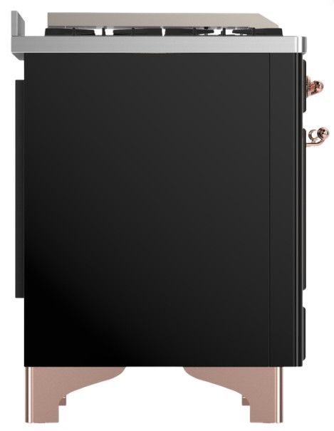 Ilve® Majestic III 40" Glossy Black Pro Style Dual Fuel Natural Gas Range with Solid Door and Copper Trim-3