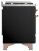 Ilve® Majestic III 40" Glossy Black Pro Style Dual Fuel Natural Gas Range with Solid Door and Copper Trim-3
