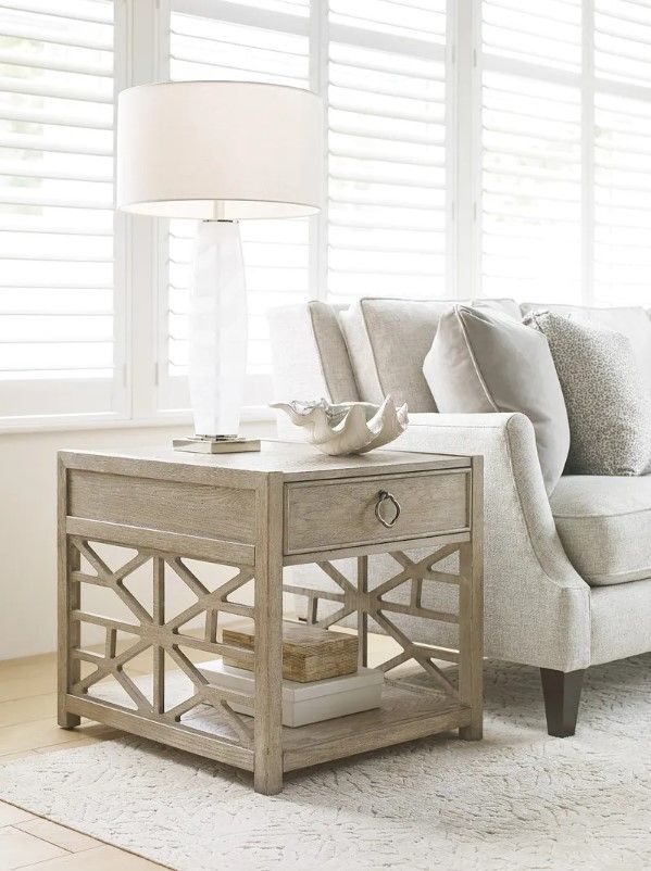 Hammary® Vista Oyster Biscane Drawer End Table-1