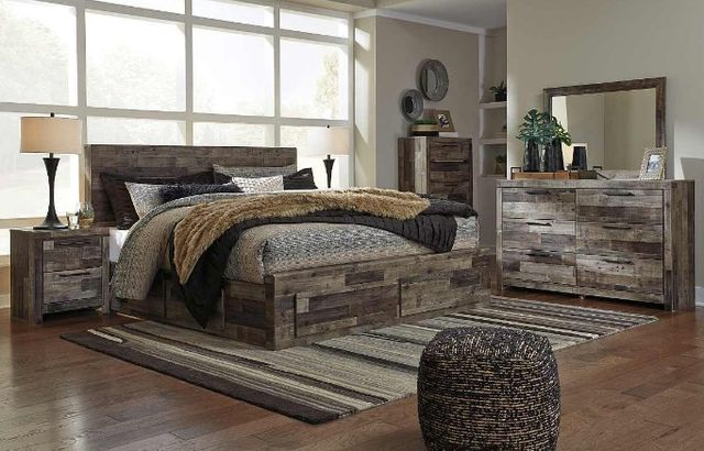 Benchcraft® Derekson 5-Piece Multi Gray King Panel Storage Bed Set-5