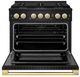 ZLINE Marino 36" Black Stainless Steel Pro Style Gas Range with Polished Gold Accents-1