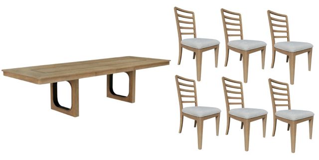 Parker House® Escape 7-Piece Glazed Natural Oak/Mirage Mist Dining Set-0