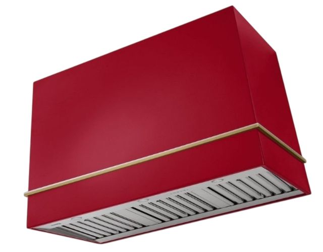 AGA Loge 48" Piccadilly Red Wall Mounted Range Hood with Antique Brass Trim-0