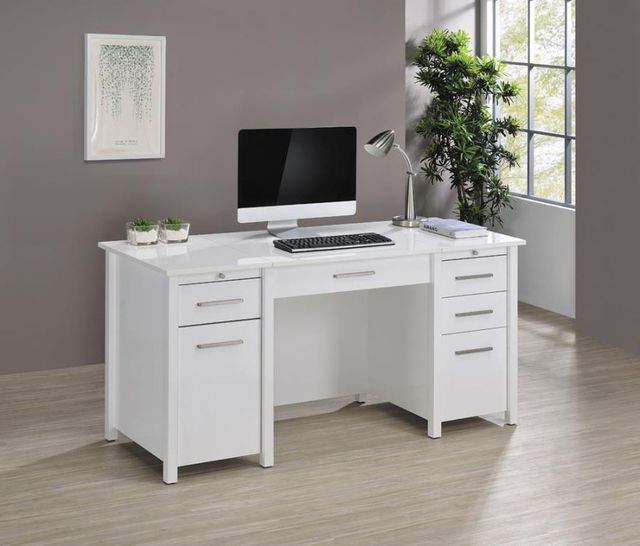 Coaster® Dylan High Gloss White Lift Top Office Desk-7