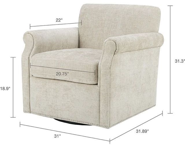 Olliix by Madison Park Cream Aldrich Swivel Chair-2