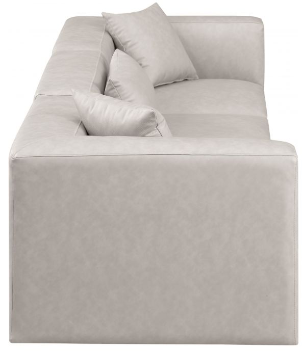 Meridian Furniture Cube 3-Piece Cream Leather Modular Sofa-3