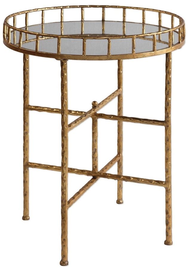 Uttermost® Tilly Glass Top Accent Table with Gold Frame-0