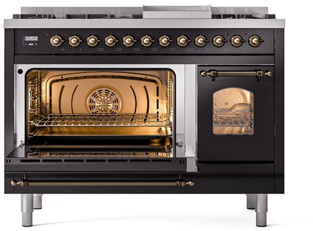 Ilve® Nostalgie II Series 48" Glossy Black Pro Style Dual Fuel Range-3