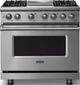 Viking® 5 Series 36" Stainless Steel Pro Style Dual Fuel (NG) Range with Polished Chrome Trim-0