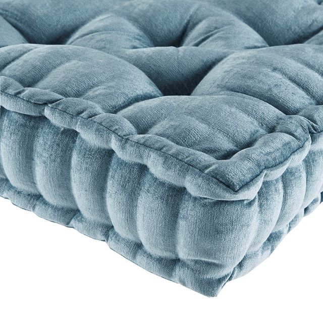 Olliix by Intelligent Design Aqua Azza Poly Chenille Square Floor Pillow Cushion-1