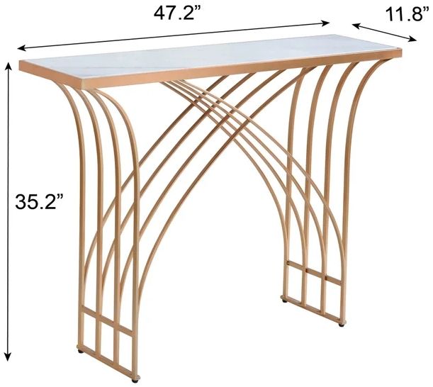 Stylecraft Gold/White Marble Arch Console Table-2