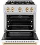 ZLINE Select Autograph Edition 30" Satin Stainless Steel Pro Style Dual Fuel Range with White Matte Door and Polished Gold Accents-1