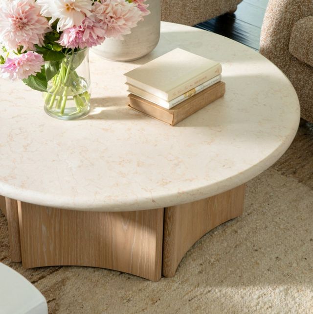 Dovetail Furniture Oja Cream Coffee Table with Natural Wash Base-1