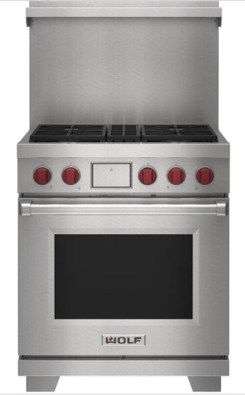 Wolf® 20" Stainless Steel Range Riser with Shelf-1