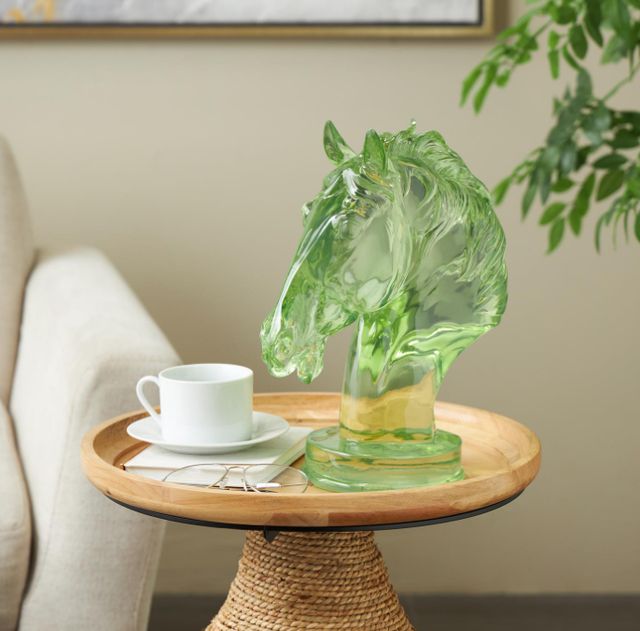 Deco Marche Cosmoliving by Cosmopolitan Green Horse Tinted Decorative Sculpture-4