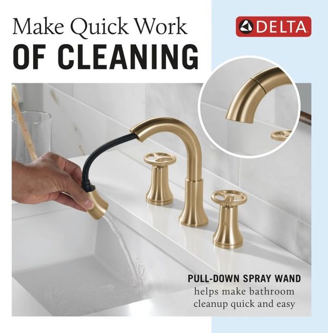Delta Trinsic® Champagne Bronze 2-Handle Wheel Widespread Pull Down Bathroom-3