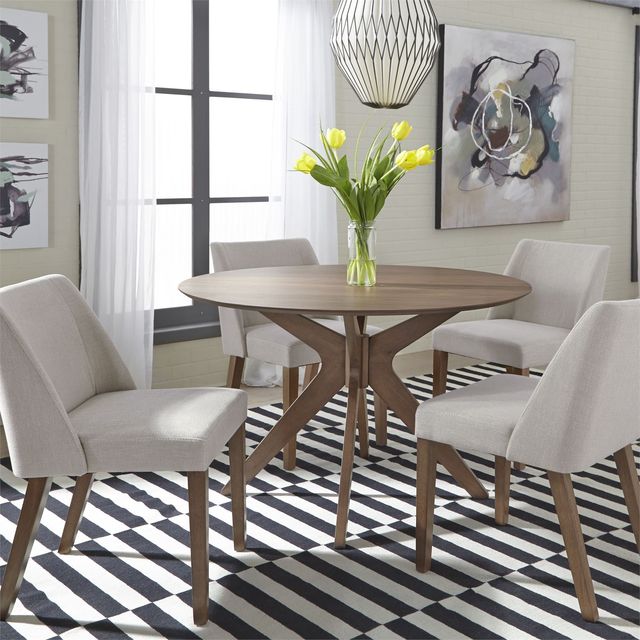 Liberty Furniture Space Savers Satin Walnut Round Pedestal Table-1