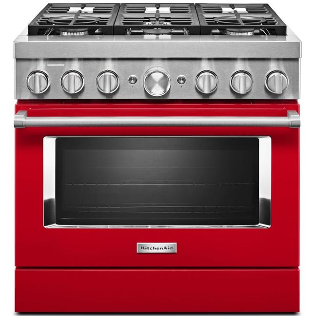 KitchenAid® 36" Passion Red Pro Style Dual Fuel Range-0