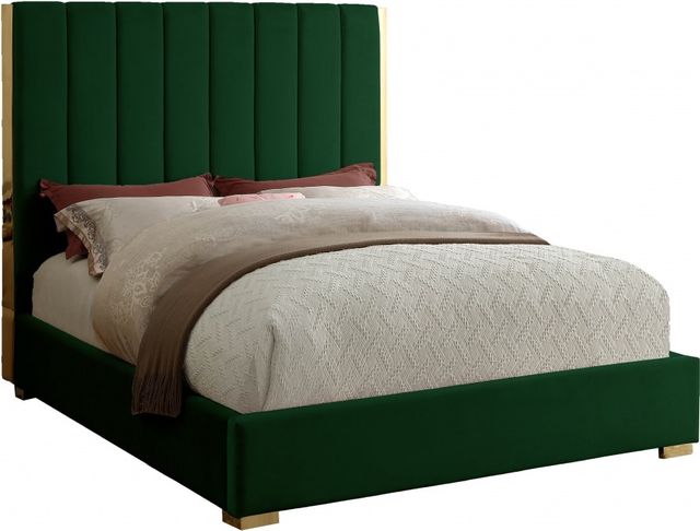 Meridian Furniture Becca Green Velvet Full Bed-0