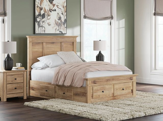Signature Design by Ashley® Makidern Tan Full Panel Bed with 4-Drawer Storage-1