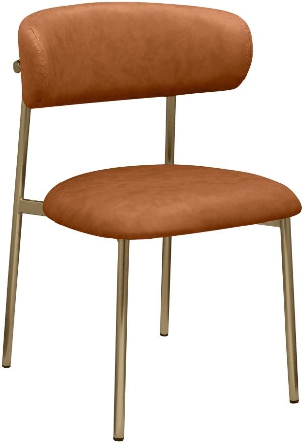 Meridian Furniture Lupita Cognac/Gold Vegan Leather Dining Chair-0