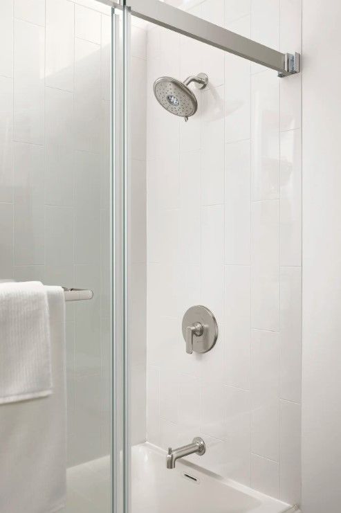 American Standard Aspirations Brushed Nickel Tub and Shower Trim Kit with Water-Saving Showerhead and Lever Handle-3