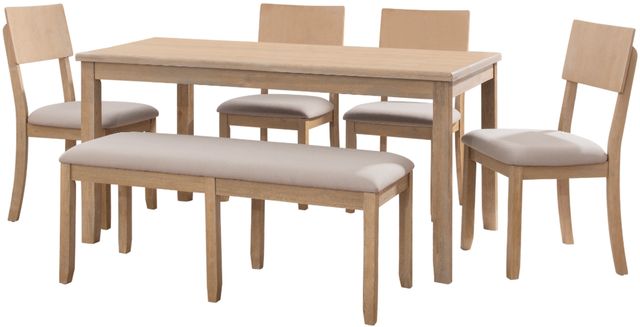 Linon Jordan 6-Piece Gray Wash Dining Table Set-0