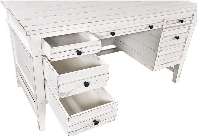 Aspenhome® Reeds Farm Weathered White Half Pedestal Desk-2