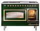 Ilve® Nostalgie II Noblesse 48'' Emerald Green Pro Style Dual Fuel Range with Brass Trim-4