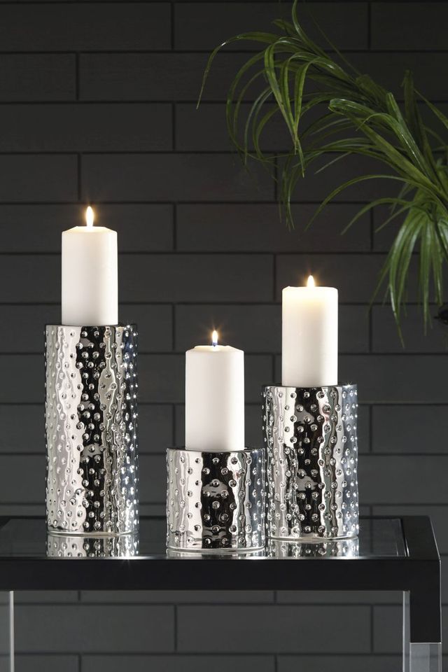 Signature Design by Ashley® Marisa 3-Piece Silver Candle Holders-2