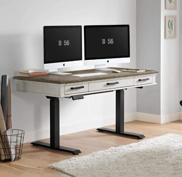 Intercon Drake French Oak/Rustic Gray Lift Desk-1