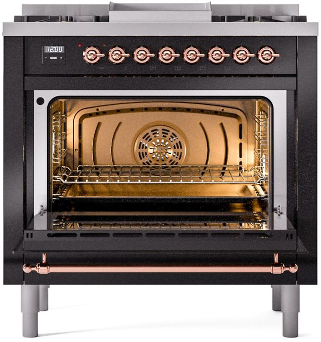 Ilve® Nostalgie II Series 36" Glossy Black Pro Style Dual Fuel Range-2