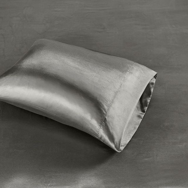 Olliix by Madison Park Essentials 6-Piece Grey King Satin Wrinkle-Free Luxurious Sheet Set-3