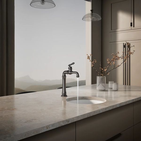 KOHLER® Artifacts® Gentleman's® Vibrant Titanium Single-Handle Bar Sink Faucet-2