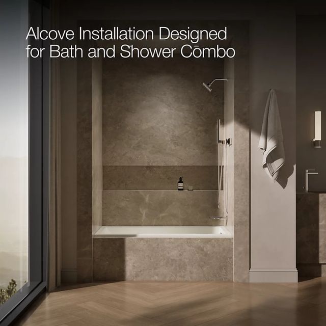 KOHLER® Underscore® Biscuit 60" x 30" Alcove Heated BubbleMassage™ Air Bath - Right Drain-3