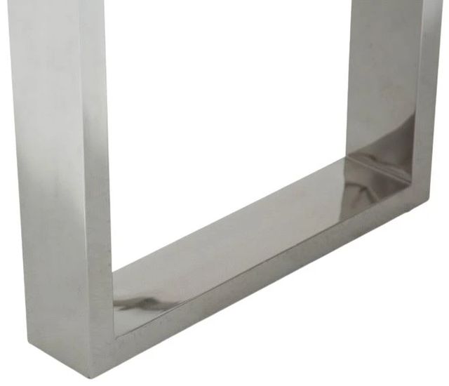 Michael Amini® State St. Glossy White Dining Table with Stainless Steel Base-2