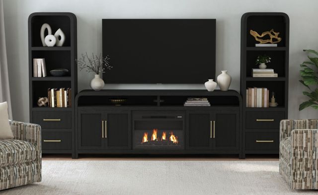 Elements International Ridgemont 4-Piece Black Entertainment Unit with 82" TV Console-1