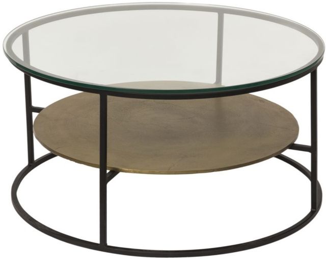 Moe's Home Collection Callie Glass Top Coffee Table with Antique Brass Frame-0