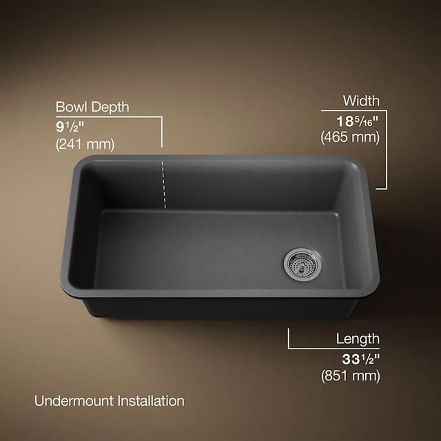 KOHLER® Cairn® Matte Graphite 34" Undermount Single-Bowl Kitchen Sink-2