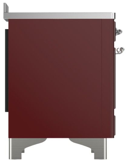 Ilve® Majestic III 48" Burgundy Pro Style Induction Range with Solid Door and Chrome Trim-3
