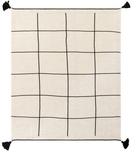 Surya Fleck Beige/Black 50"x60" Throw Blanket-1