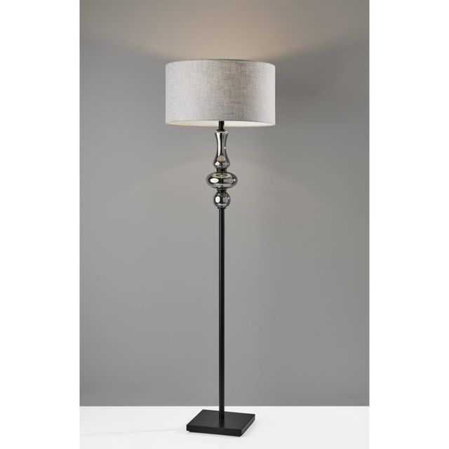 Adesso® Natalie Black/Smoked Glass Floor Lamp-3