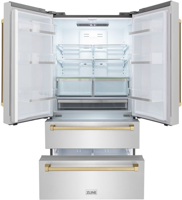 ZLINE Autograph Edition 36" 22.5 Cu. Ft. Fingerprint Resistant Stainless Steel Counter Depth French Door Refrigerator-1